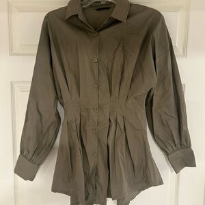 Olive Button-Up Blouse